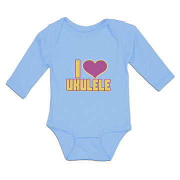Long Sleeve Bodysuit Baby I Love Ukulele Boy & Girl Clothes Cotton