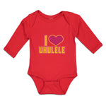 Long Sleeve Bodysuit Baby I Love Ukulele Boy & Girl Clothes Cotton