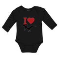 Long Sleeve Bodysuit Baby Flying Silhouette Pterodactyl Dinosaur Heart Cotton