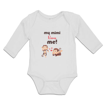 Long Sleeve Bodysuit Baby My Mimi Loves Me! Monkey's Her Child Hearts Cotton
