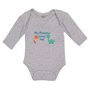 Long Sleeve Bodysuit Baby My Peepaw Loves Me Brontosaurus and Stegosaurus Cotton