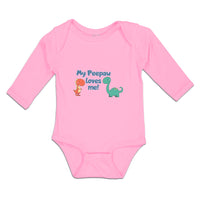 Long Sleeve Bodysuit Baby My Peepaw Loves Me Brontosaurus and Stegosaurus Cotton