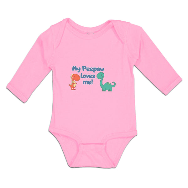 Long Sleeve Bodysuit Baby My Peepaw Loves Me Brontosaurus and Stegosaurus Cotton