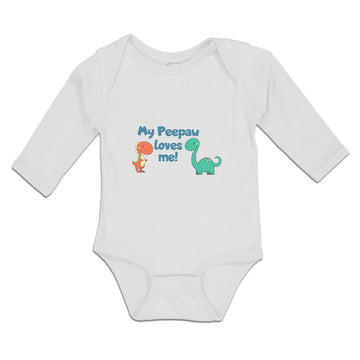 Long Sleeve Bodysuit Baby My Peepaw Loves Me Brontosaurus and Stegosaurus Cotton