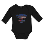 Long Sleeve Bodysuit Baby Made America Cuban Parts American Flag Usa Cotton