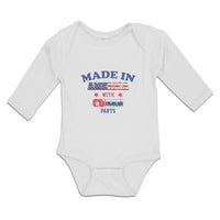 Long Sleeve Bodysuit Baby Made America Cuban Parts American Flag Usa Cotton