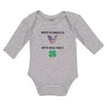 Long Sleeve Bodysuit Baby America Irish Parts Flag Usa Shamrock Leaf Cotton - Cute Rascals