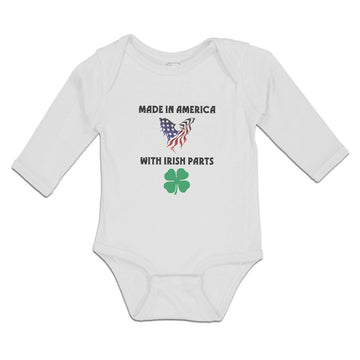 Long Sleeve Bodysuit Baby America Irish Parts Flag Usa Shamrock Leaf Cotton