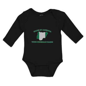 Long Sleeve Bodysuit Baby Made in America with Nigerian Parts Boy & Girl Clothes