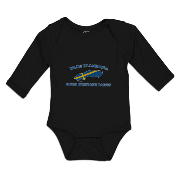 Long Sleeve Bodysuit Baby Made America Swedish Parts National Flag Usa Cotton