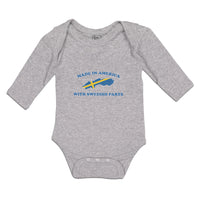 Long Sleeve Bodysuit Baby Made America Swedish Parts National Flag Usa Cotton