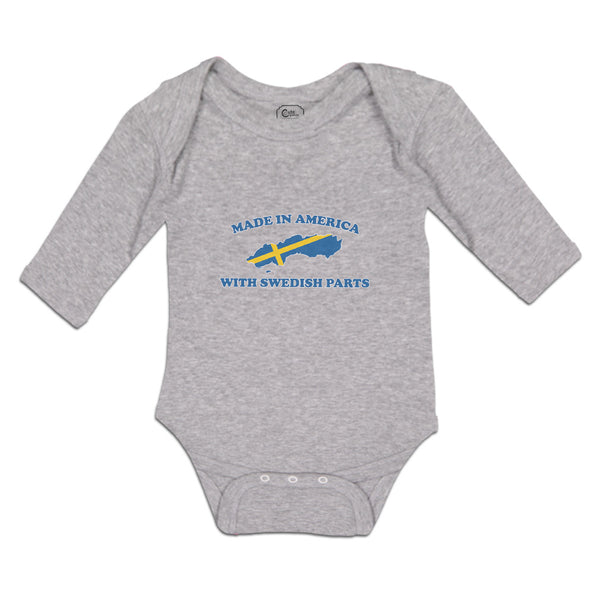 Long Sleeve Bodysuit Baby Made America Swedish Parts National Flag Usa Cotton