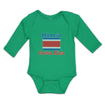 Long Sleeve Bodysuit Baby Made in Costa Rica An National Flag Usa Cotton