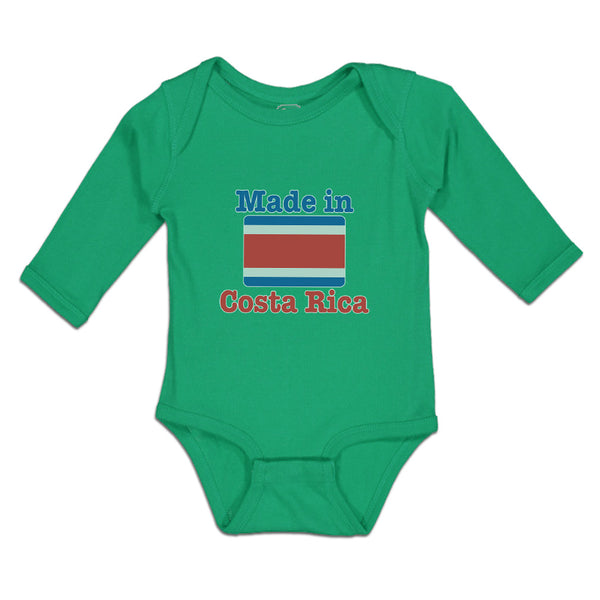 Long Sleeve Bodysuit Baby Made in Costa Rica An National Flag Usa Cotton