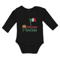 Long Sleeve Bodysuit Baby Italian Princess with National Flag and Prince Crown