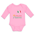 Long Sleeve Bodysuit Baby Italian Princess with National Flag and Prince Crown