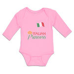 Long Sleeve Bodysuit Baby Italian Princess with National Flag and Prince Crown