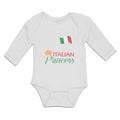 Long Sleeve Bodysuit Baby Italian Princess with National Flag and Prince Crown