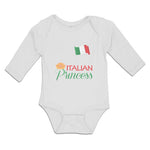 Long Sleeve Bodysuit Baby Italian Princess with National Flag and Prince Crown