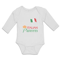 Long Sleeve Bodysuit Baby Italian Princess with National Flag and Prince Crown