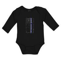 Long Sleeve Bodysuit Baby Proud Daughter An American Police Flag Cotton