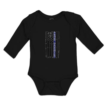 Long Sleeve Bodysuit Baby Proud Daughter An American Police Flag Cotton