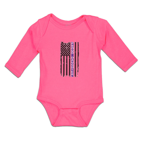 Long Sleeve Bodysuit Baby Proud Daughter An American Police Flag Cotton