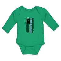 Long Sleeve Bodysuit Baby Proud Daughter An American Police Flag Cotton