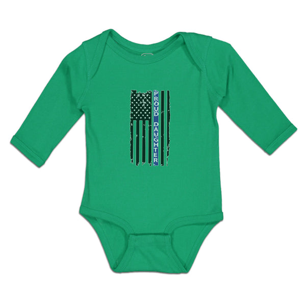 Long Sleeve Bodysuit Baby Proud Daughter An American Police Flag Cotton