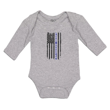 Long Sleeve Bodysuit Baby Proud Daughter An American Police Flag Cotton