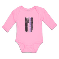 Long Sleeve Bodysuit Baby Proud Daughter An American Police Flag Cotton
