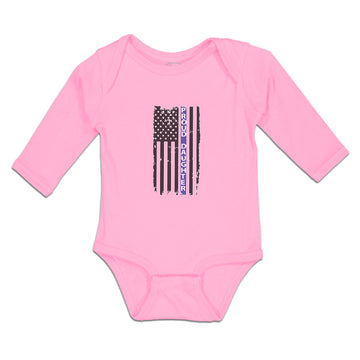 Long Sleeve Bodysuit Baby Proud Daughter An American Police Flag Cotton