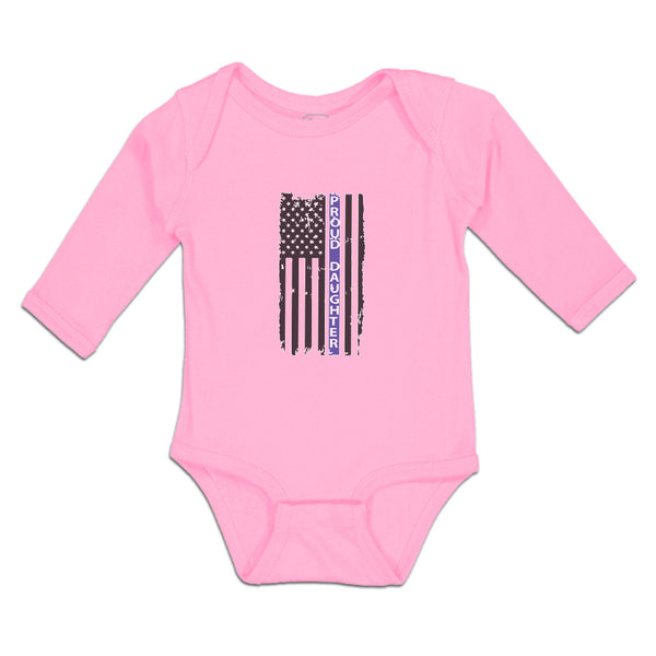 Long Sleeve Bodysuit Baby Proud Daughter An American Police Flag Cotton