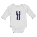 Long Sleeve Bodysuit Baby Proud Daughter An American Police Flag Cotton