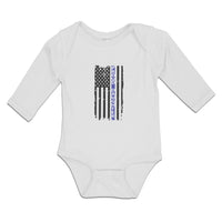 Long Sleeve Bodysuit Baby Proud Daughter An American Police Flag Cotton