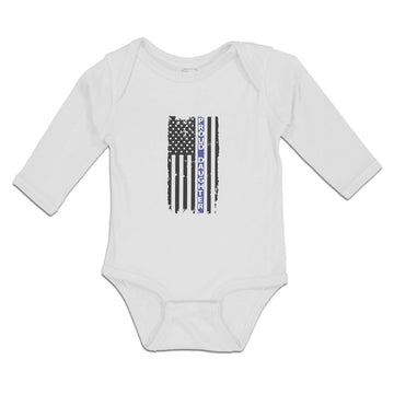 Long Sleeve Bodysuit Baby Proud Daughter An American Police Flag Cotton