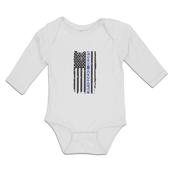 Long Sleeve Bodysuit Baby Proud Daughter An American Police Flag Cotton