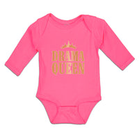 Long Sleeve Bodysuit Baby Drama Queen with Golden Crown Boy & Girl Clothes - Cute Rascals