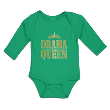 Long Sleeve Bodysuit Baby Drama Queen with Golden Crown Boy & Girl Clothes