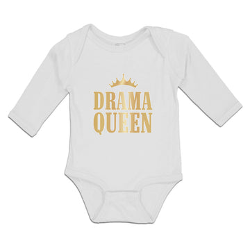 Long Sleeve Bodysuit Baby Drama Queen with Golden Crown Boy & Girl Clothes