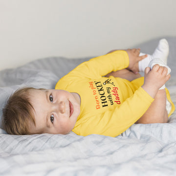 Long Sleeve Bodysuit Baby Born to Play Hockey with My Daddy Dad Father's Day