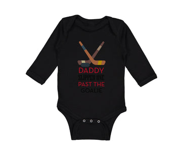 Long Sleeve Bodysuit Baby Daddy Slipped Goalie Hockey Dad Father's Cotton