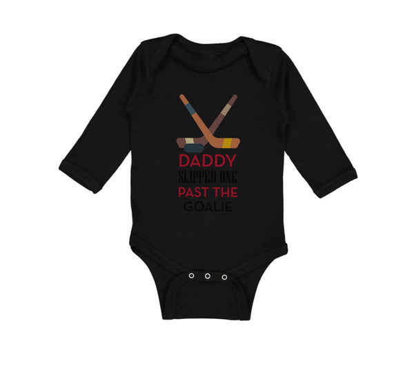 Long Sleeve Bodysuit Baby Daddy Slipped Goalie Hockey Dad Father's Cotton - Cute Rascals