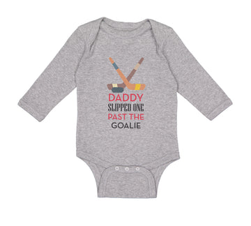 Long Sleeve Bodysuit Baby Daddy Slipped Goalie Hockey Dad Father's Cotton