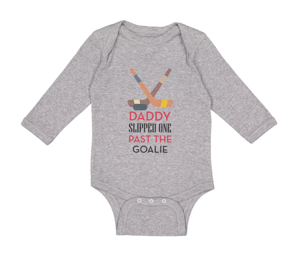 Long Sleeve Bodysuit Baby Daddy Slipped Goalie Hockey Dad Father's Cotton - Cute Rascals