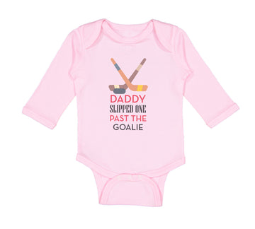 Long Sleeve Bodysuit Baby Daddy Slipped Goalie Hockey Dad Father's Cotton