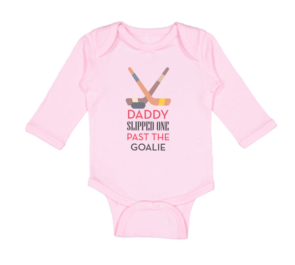 Long Sleeve Bodysuit Baby Daddy Slipped Goalie Hockey Dad Father's Cotton - Cute Rascals