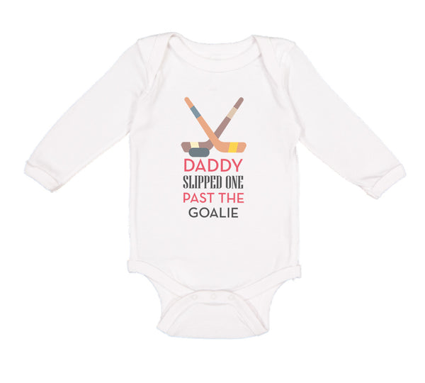 Long Sleeve Bodysuit Baby Daddy Slipped Goalie Hockey Dad Father's Cotton - Cute Rascals