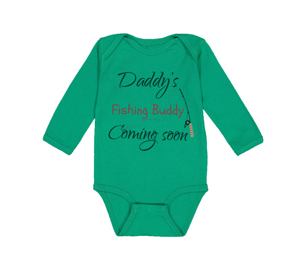 Long Sleeve Bodysuit Baby Daddy's Dad Father Fishing Buddy Coming Soon Cotton - Cute Rascals