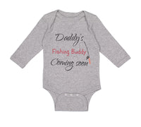 Long Sleeve Bodysuit Baby Daddy's Dad Father Fishing Buddy Coming Soon Cotton - Cute Rascals